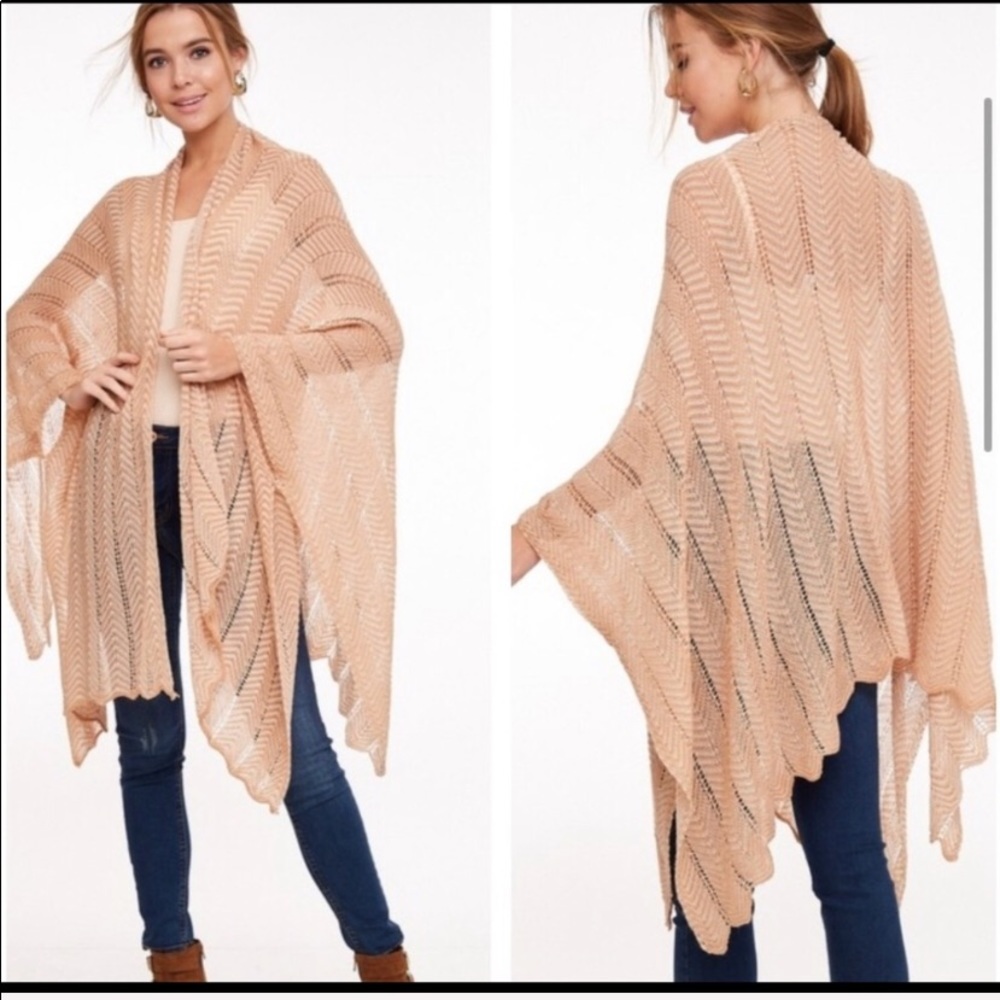 SOLD❤️New- Knit Apricot Shawl/ Open Cardigan - Picture 5 of 5